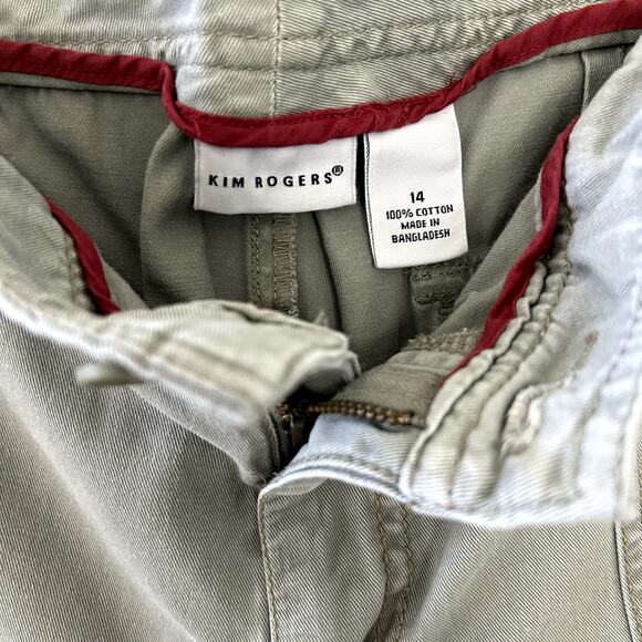 Women's Light Green Cotton Khaki Pants by Kim Rogers Sz. 14 Casual Boho - Picture 5 of 9